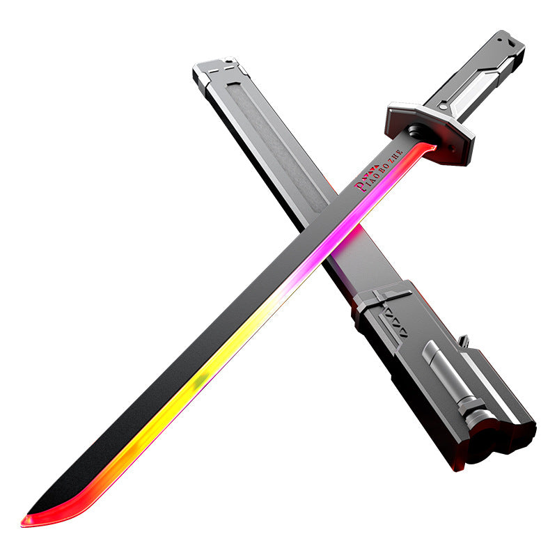 Spada Laser Giocattolo Interstellare per Bambini - Luci LED Effetto Arcobaleno, Suoni e "Spruzzo" Vapore - Coltello Giocattolo High-Tech Finitura Rossa/Nera