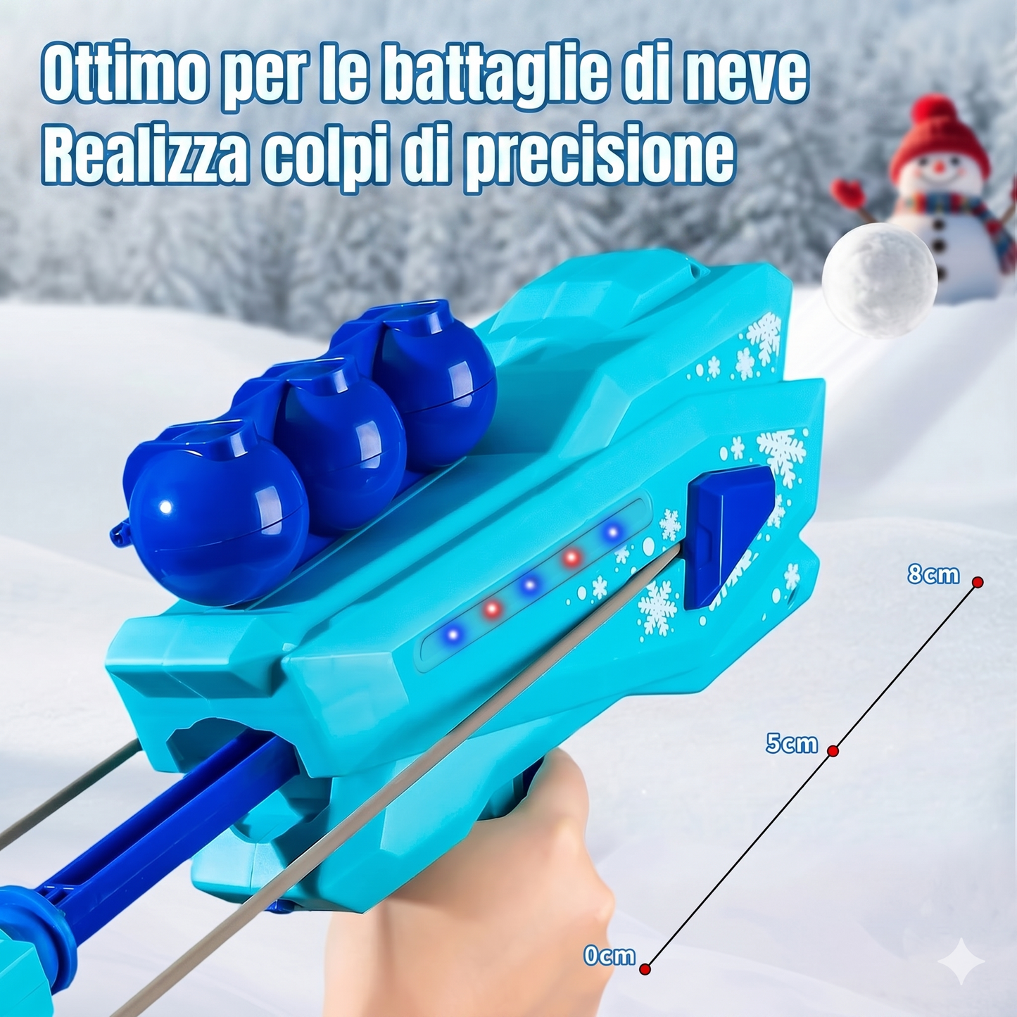 Generico Pistola Sparapalle di Neve con Luci LED, Giocattolo per Battaglie di Neve per Bambini e Adulti, Senza Batteria
