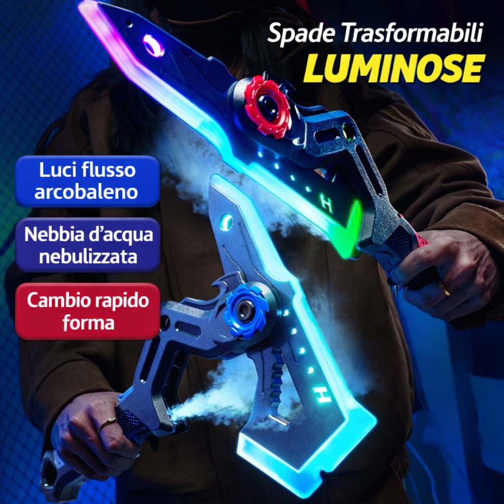 Spada Luminosa Trasformabile con Effetto Nebbia LED